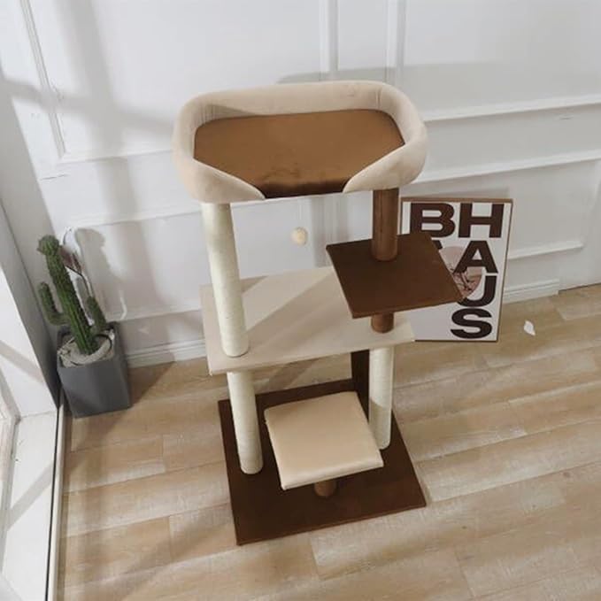 Modern Cat Tree Tower with Extra Large Platform Perch Bed for Maine Coon and Big Couch Sofa for Multiple Cats