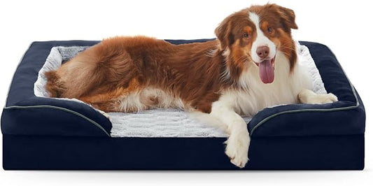 FURTIME Orthopedic Dog Bed for Medium Dogs - Washable Dog Sofa Beds Medium, Supportive Foam Pet Bed with Removable Washable Cover, Waterproof Lining and Nonskid Bottom, Navy Blue