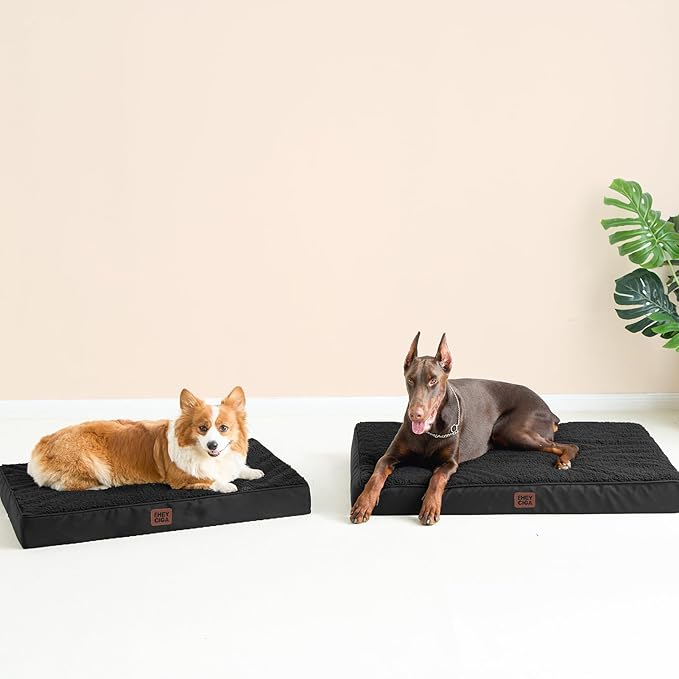 EHEYCIGA Orthopedic Dog Beds for Large Dogs with Removable Washable Cover, Black, 36x27