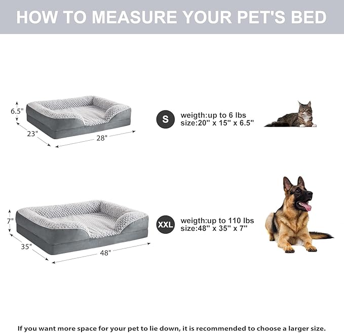 Orthopedic Dog Bed for Large Dogs, Egg Crate Foam Bed for Large Dogs, Equipped with Removable Waterproof Pillow Cover and Anti-Slip Bottom, Pet Bed