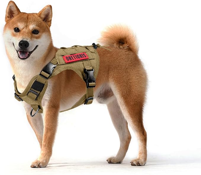 OneTigris Tactical Dog Harness Vest,No-Pull Service Dog Vest with Hook & Loop Panels,Adjustable Dog Vest Harness for Walking Hiking Training(Coyote Brown,XS)