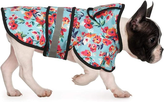 HDE Dog Raincoat Jacket Reflective Adjustable Hooded Pet Poncho Rain Coat with Leash Hole for Small to X-Large Dogs Turquoise - M