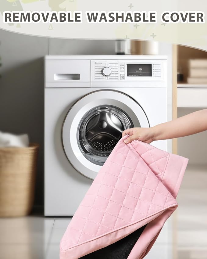 Orthopedic Dog Beds for Extra Large Dogs Waterproof Pet Kennel Pad with Removable Washable Cover and Non-Slip Bottom, 47x29 Inch, Pink