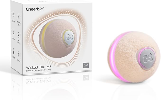 Cheerble Wicked Ball M3, Interactive Cat Ball Toy for Indoor Kittens, Smart Anti-Depression Pet Toy with Light