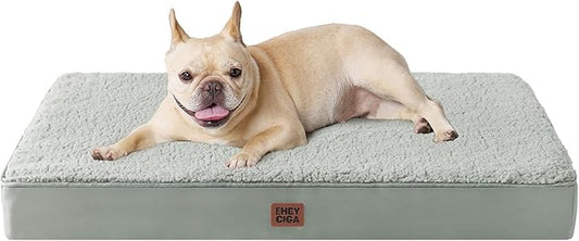 EHEYCIGA Orthopedic Medium Dog Beds for Small Dogs with Removable Washable Cover for Crate, Greyish Green, 30x20