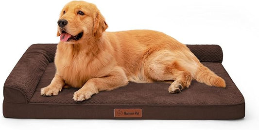 Orthopedic Dog Beds Large Sized Dog, Memory Foam Pet Bed for Large Dogs, Washable Removable Cover, Nonskid Bottom, Waterproof, 44x32x6 Inches, Brown Grey