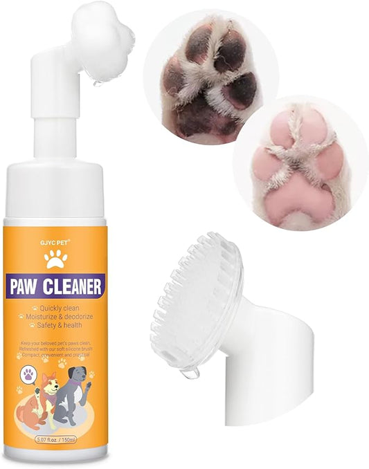Paw Cleaner for Dogs & Cats, No-Rinse Foaming Pet Foot Washer with Built-in Scrubber Brush for Dirty, Muddy Paws – Suitable for Small, Medium & Large Dogs, Puppies, Kittens (5 fl oz)