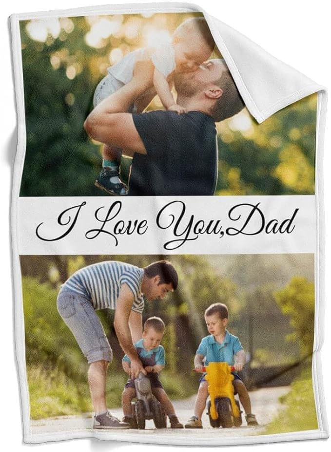 Personalized Dad Blanket, Custom Blanket with Photo, Customized Picture Blankets, Customizable Blankets, Personalized Birthday Gifts for Dad, Baby, Kid, Family