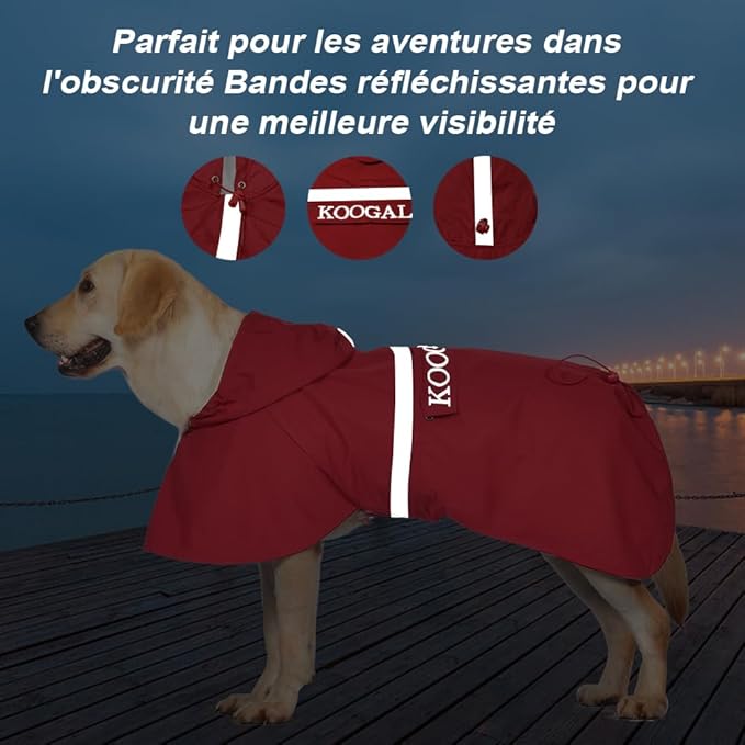 Pet Large Dog Raincoat Apparel Poncho Waterproof for Medium Large Sized for Dog Raincoat Clothes Jacket,Dog Rain Jacket (Red,4XL)