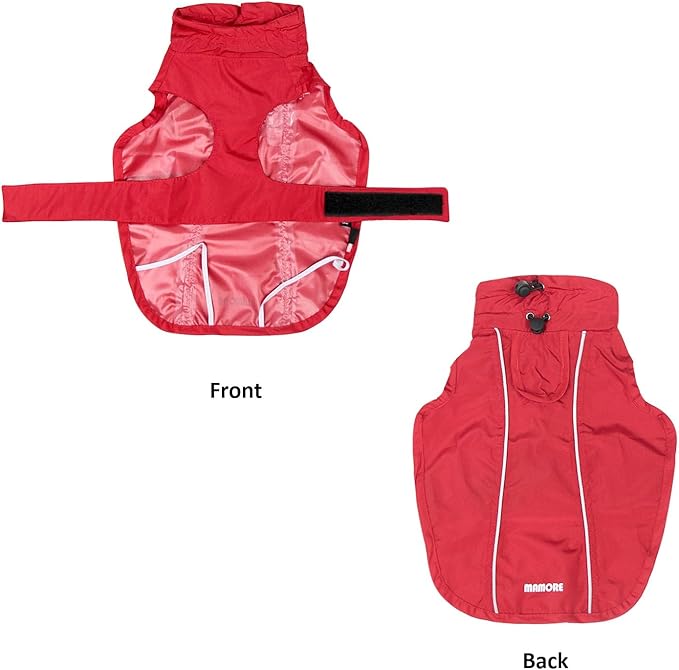 Adjustable Waterproof Dog Raincoat for Dogs,Lightweight Pet Rain Jacket Puppy Clothes with Reflective Strip for Small Medium Large Dogs (Red, X-Small)