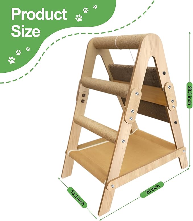 Cats Scratching Pads Cat Climbing Frame Multifunctional Kitten House Toys All-in-one Wooden Climbing Ladder Summer Kitty Litter Scratch-Resistant Corrugated Paper (with Wooden Cat Teaser)