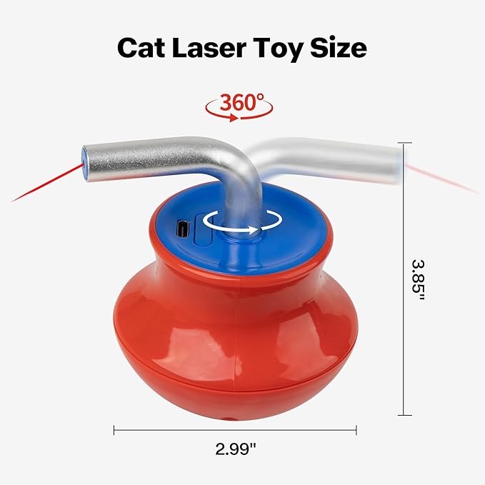 Pet Prime Cat Stimulation Toys for Indoor Cats Automatic 360° Random Rotation Cat Laser Toy Rechargeable Interactive Cat Toy for Bored Indoor