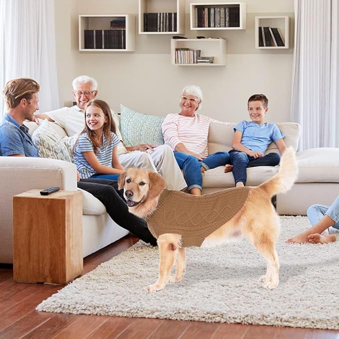 BINGPET Thermal Knitted Dog Sweater for Small Medium Large Dogs,Winter Dog Cat Coat Warm Sweartershirts Outfits,Classic Cable Knit Turtleneck Pullover Dog Jumper Coat Warm Sweartershirts