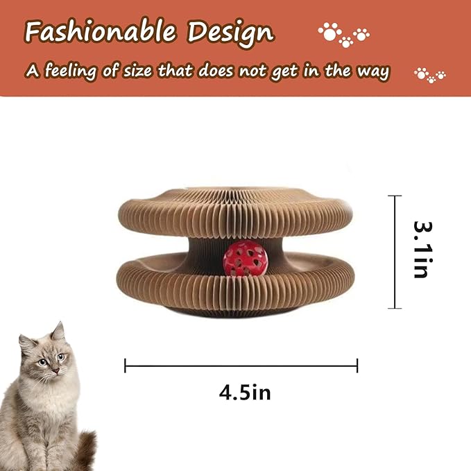 Kitty kurlz Cat Scratching Board, Kitty Curlz Cat Toy, Made of Recyclable Corrugated Cardboard, Scratch-Resistant and Abrasion-Resistant, Foldable