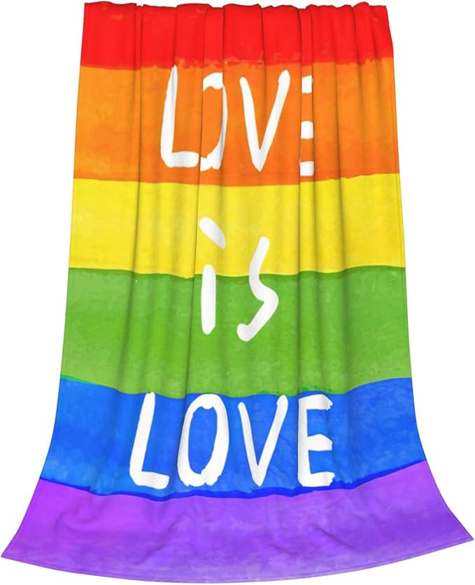 Flannel Blanket LGBT, Love is Love Super Soft Anti-Pilling Pride Throw Blankets - Lesbians Gays Bisexuals Transgender - Lightweight Blanket for Sofa Couch Bed 60x80 Inches
