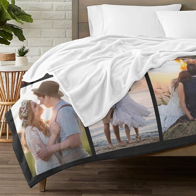 Custom Blanket with Photo, Personalized Photo Blanket, Customized Picture Blankets, Customizable Blankets, Personalized Anniversary Christmas Birthday Gifts for Women Men Her Him Couple