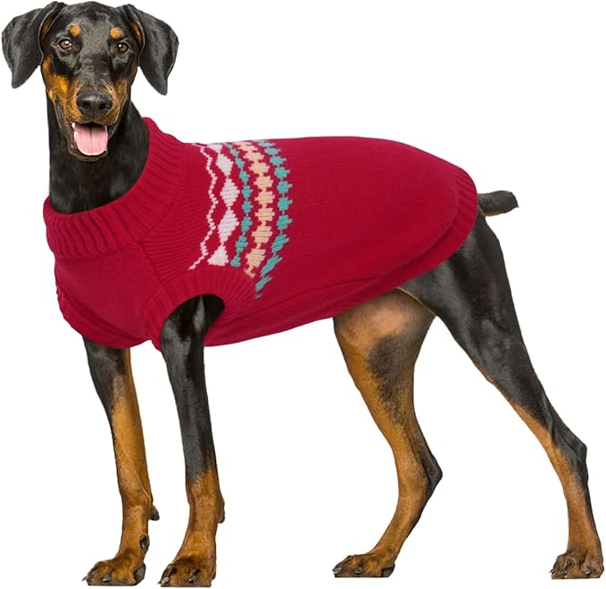 Kuoser Dog Sweater, Dog Sweaters for Large Size Dogs, Boy Girl Dogs Christmas Sweater, Pet Sweatshirt Outfits for Male Female, Warm Big Doggie Pullover Knitwear Clothes for Fall Winter, Red XL