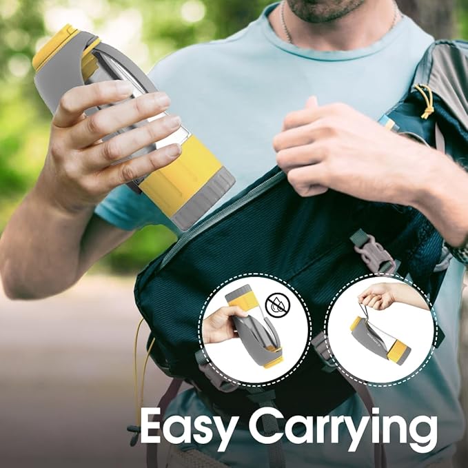 SUPERDESIGN Grey Dog Water Bottle Portable with Food Container, Dog Travel Water Bottle Easy-to-Use, Leak-Proof Design Pet Water Bottle Ideal for Travel,Hiking and Dog Walking Accessories