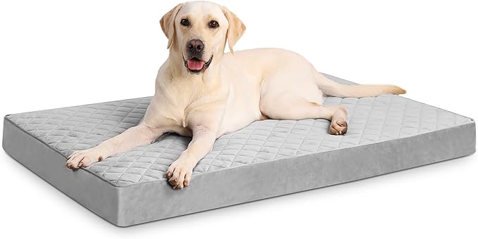 Orthopedic Dog Beds for Small Dogs Waterproof with Removable Washable Cover and Non-Slip Bottom, Quilting Dog Bed for Crate, 23x17 Inch, Light Gray