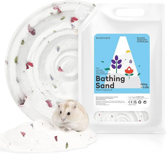 BUCATSTATE Dust-Free Hamster Bath Sand Plant Scented Bathing Sand for Guinea Pig Dwarf Golden Bear and Other Small Animals 3.3lb/1.5kg