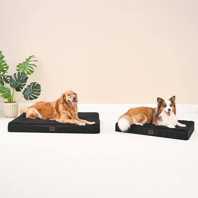 EHEYCIGA Orthopedic XL Dog Beds for Extra Large Dogs with Removable Washable Cover for Crate, Black, 41x27