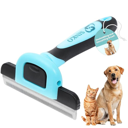 Sinko Deshedding Tool for Dogs & Cats, Pet Grooming Brush, Skin Friendly Deshedding Tool, Dog Brush for Shedding, Effectively Reduces Shedding by up to 95% for Short Medium Long Pet Hair (Blue)