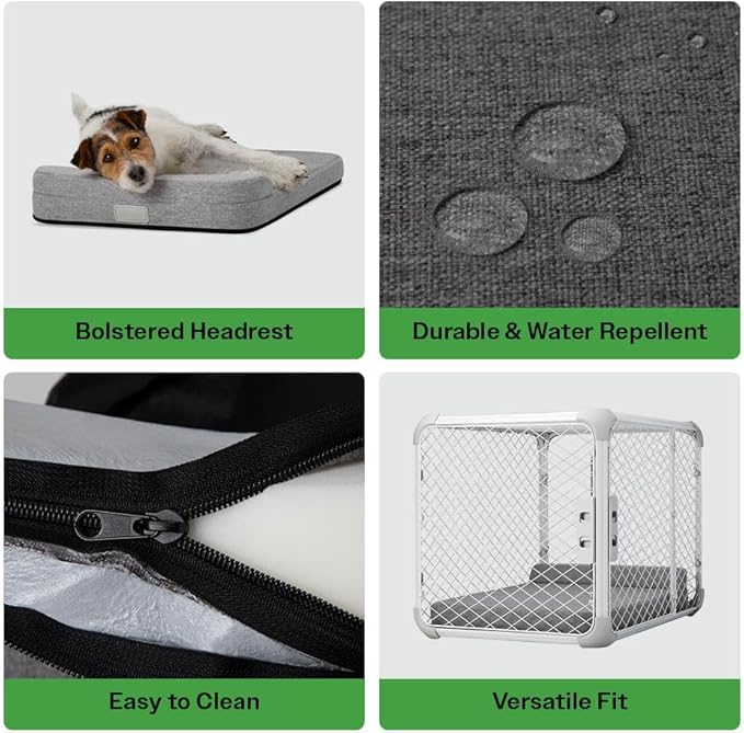 Diggs Bolstr Orthopedic Dog Bed with Headrest - Dog Crate Bed for Evolv Crate & Other Standard Pet Kennels - Durable & Comfortable - (X-Large)