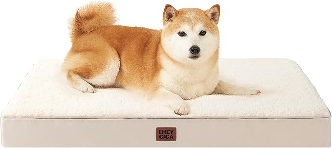 EHEYCIGA Orthopedic Dog Beds for Large Dogs with Removable Washable Cover, Camel, 36x27