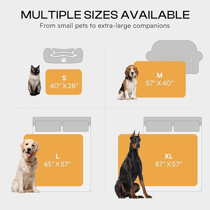 Luciphia Waterproof Blanket for Large Dogs Liquid Proof Furniture Protector Washable Pet Reversible Bed Cover for Couch Soft Sherpa Fleece Cat Blanket for Small Medium Grey X-Large（85" x 57"）