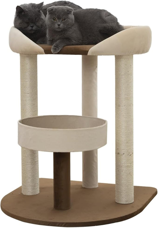 SHENGOCASE Modern Cat Tree Tower with Extra Large Platform Perch Bed for Maine Coon and Big Couch Sofa for Multiple Cats