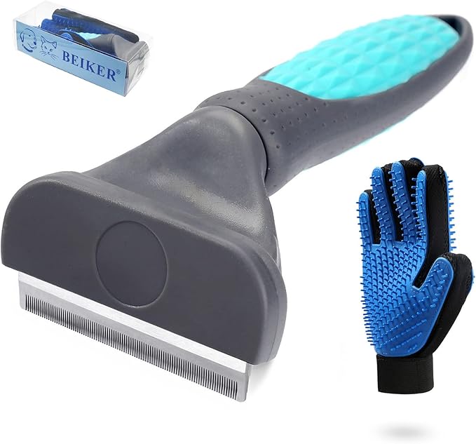 Pet Grooming Kit for Cats and Small Dogs, Undercoat Deshedding Tool Set, Gently and Effectively Remove Loose Hair and Reduce Shedding, Includes a Brush and a Double-sided Silicone Glove