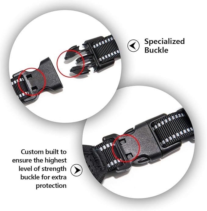 PHOEPET 2019 Reflective Dog Harness Large Breed Adjustable No Pull Vest with with Handle 2 Metal Rings 3 Buckles [Easy to Put on & Take Off](XL, Purple)