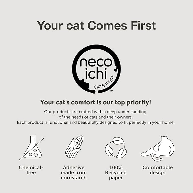 Necoichi Cardboard Cat Scratcher Bed for Indoor Cats - Cat Scratching Board (16" Wide, a.Oak Lounge)