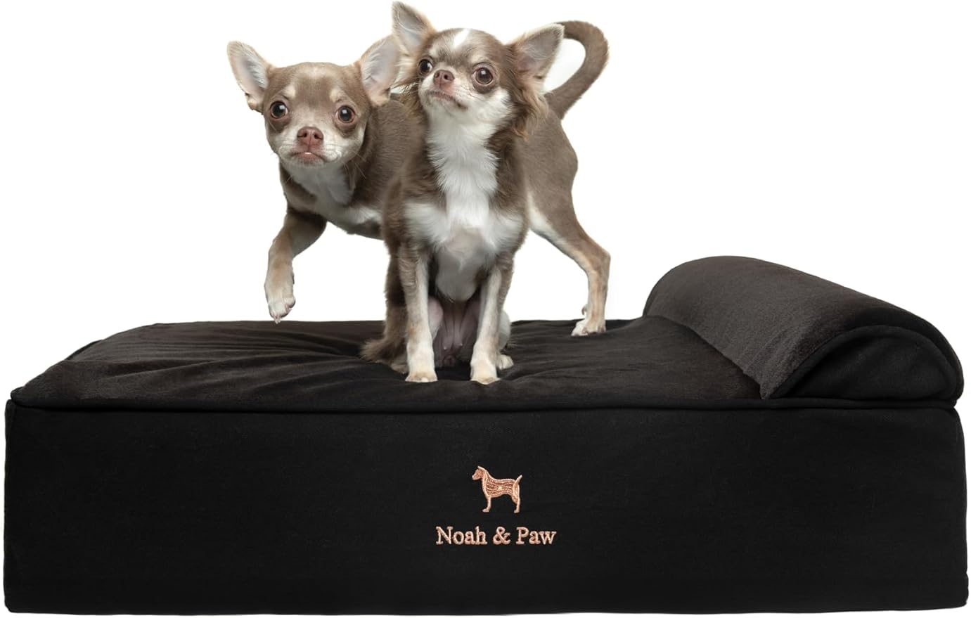 NOAH & PAW Dog Bed, 28x23x7.5 Inch, Orthopedic Dog Beds for Medium Size Pets, Eggshell Memory Foam Infused with Cooling Gel, Waterproof, Machine Washable, Includes Inner Cover (Denim Collection)