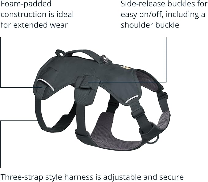 Ruffwear, Web Master, Multi-Use Support Dog Harness, Hiking and Trail Running, Service and Working, Everyday Wear, Basalt Gray, X-Small