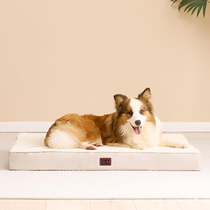 EHEYCIGA Orthopedic XXL Dog Beds for Jumbo Dogs with Removable Washable Cover for Crate, Camel, 47x29