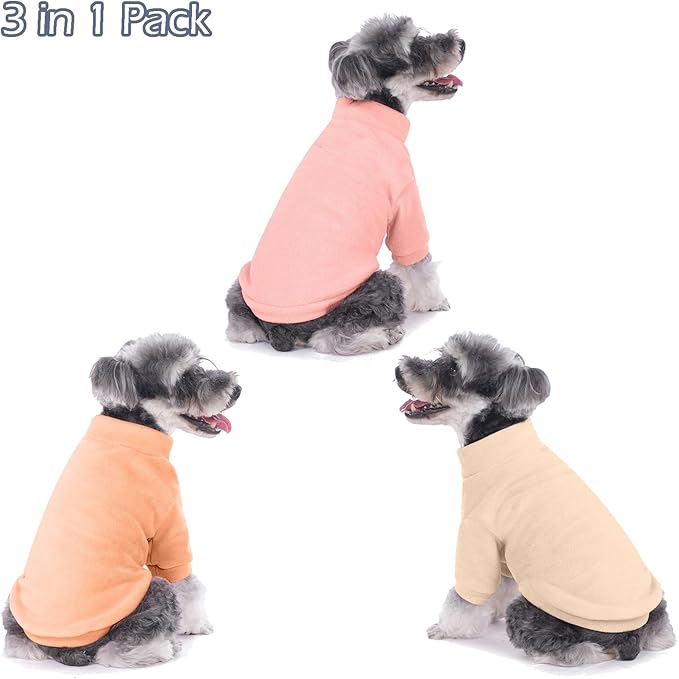 Dog Sweater, 3 Pack Dog Sweaters for Small Dogs Girl Boy, Ultra Soft Warm Puppy Clothes Coat for Winter (Peach+Lt Camel+Pink, XX-Large)