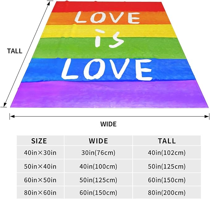 Flannel Blanket LGBT, Love is Love Super Soft Anti-Pilling Pride Throw Blankets - Lesbians Gays Bisexuals Transgender - Lightweight Blanket for Sofa Couch Bed 60x80 Inches
