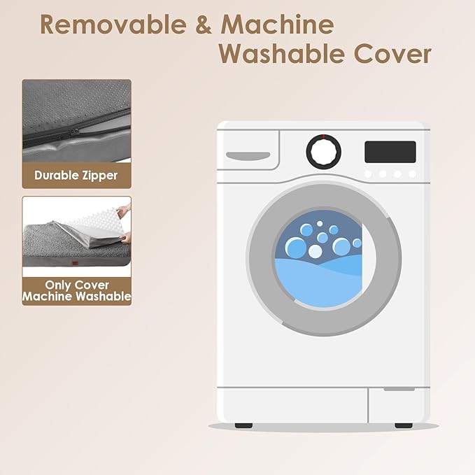 EHEYCIGA Orthopedic Foam Dog Bed, XXL, 47"L x 29"W x 3.5"Th, Light Grey