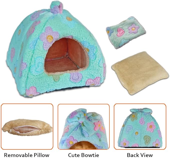 Guinea Pig Bed, Guinea Pig Hideout House Accessories Warm Bed for Small Animals Hamsters Chinchillas Dwarf Bunnies Hedgehogs. L, Green