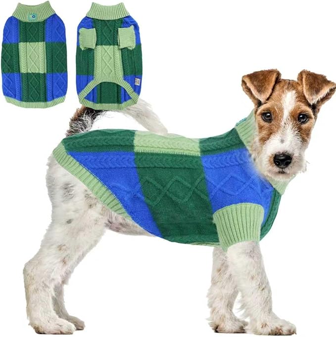 Turtleneck Pet Sweaters for Dogs Boys or Girls,Color Inlay and Moving Needle Pattern Dog Sweater,Pet Clothes,Dog Sweaters,Suitable for Various Breeds Dogs or Sizes(Green Group,3XL)
