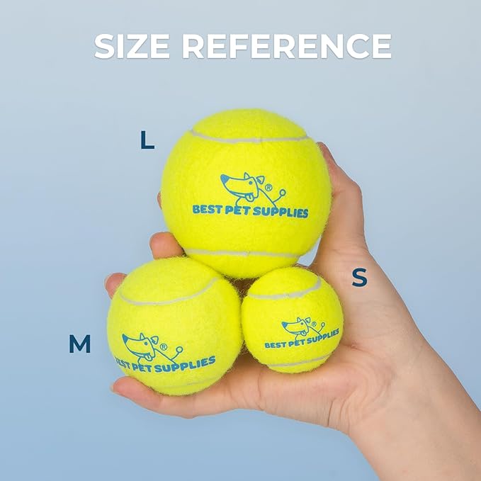 Best Pet Supplies Interactive Squeaky Dog Chew Toy, Ideal Dog Toys for Chewers, Small, Medium & Large Dogs, and Fetch Lovers - Tennis (Yellow), Small (Pack of 4)