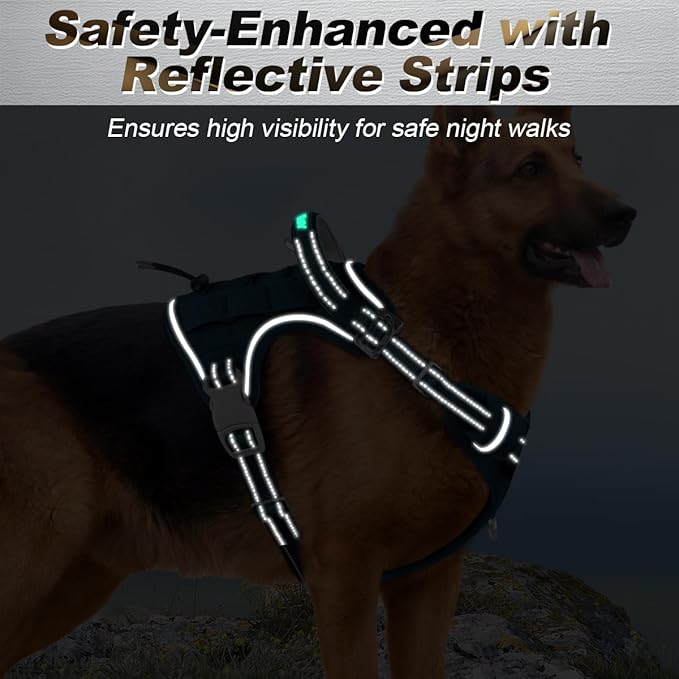 BARKBAY Service Dog Vest Tactical Dog Harness Medium Large Sized Dog Tags Personalized No Pull Adjustable Harness Reflective Working Training Easy Control Military Molle System(Legion Blue,XL)