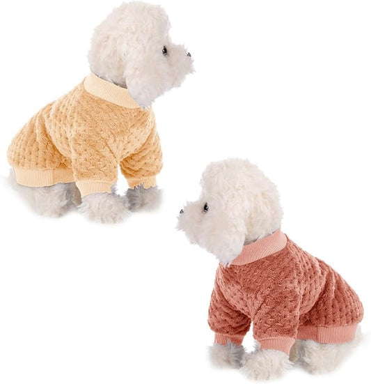 Dog Sweater, 2 or 3 Pack Dog Sweaters for Small Medium Dogs or Cat, Warm Soft Flannel Pet Clothes for Dogs Girl or Boy, Dog Shirt Coat Jacket (XX-Small, Grapefruit+Peach)