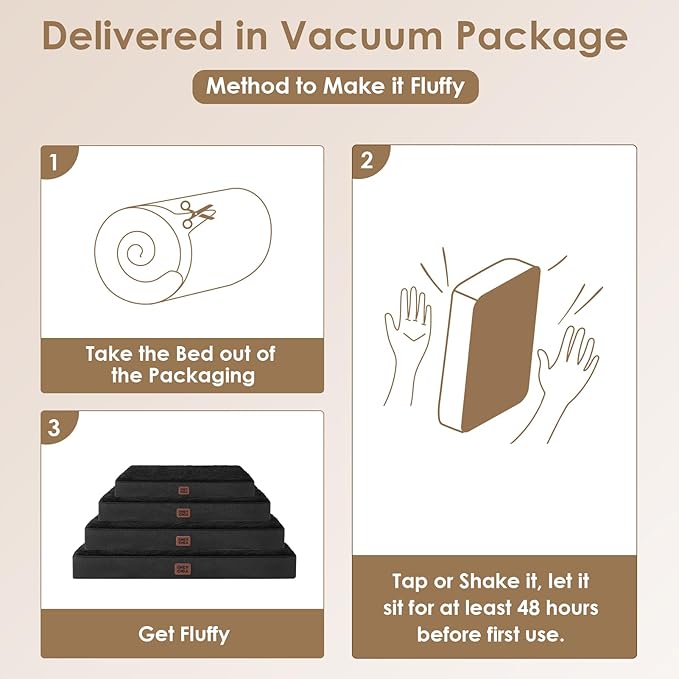 EHEYCIGA Orthopedic Dog Beds for Large Dogs with Removable Washable Cover for Crate, Black, 35x23