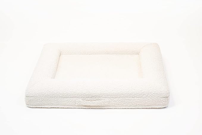 Luxury Boucle Orthopedic Memory Foam Dog Bed with Waterproof Liner and Machine Washable Cover with YKK Zippers (Medium 37" L x 30" W x 6" Th, Cloud)