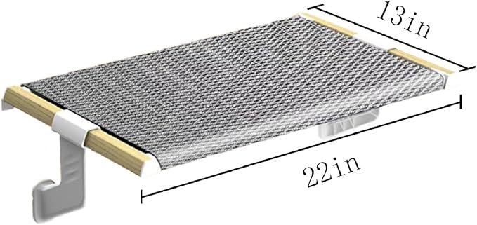 Cat Bed Window Sill Perch,Adjustable Cat Bedside Hammock Metal Frame Kitten Shelf Windowsill for Indoor Large Heavy Cats No Drilling Window Sill Extender for Pets (Wood, M)