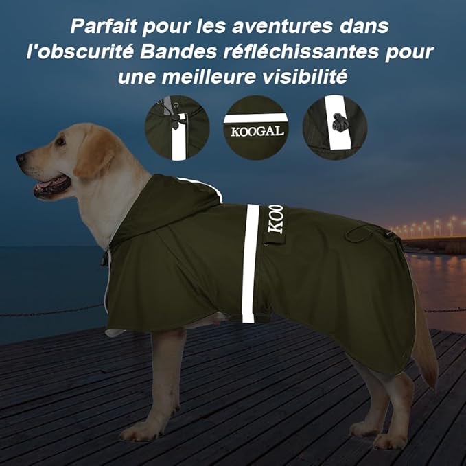 Pet Large Dog Raincoat Apparel Poncho Waterproof for Medium Large Sized for Dog Raincoat Clothes Jacket (5XL, Green)