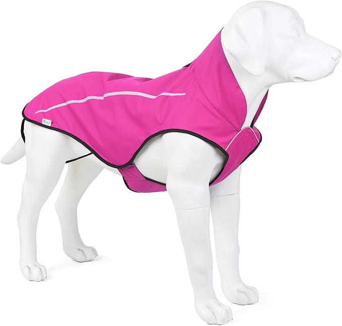 Mile High Life Dog Raincoat, Adjustable Waterproof Reflective Rain Jacket for Small Medium Large Dogs, Lightweight Breathable Pet Rain Coat with Leash Hole(Hot Pink,L Chest 32-40")