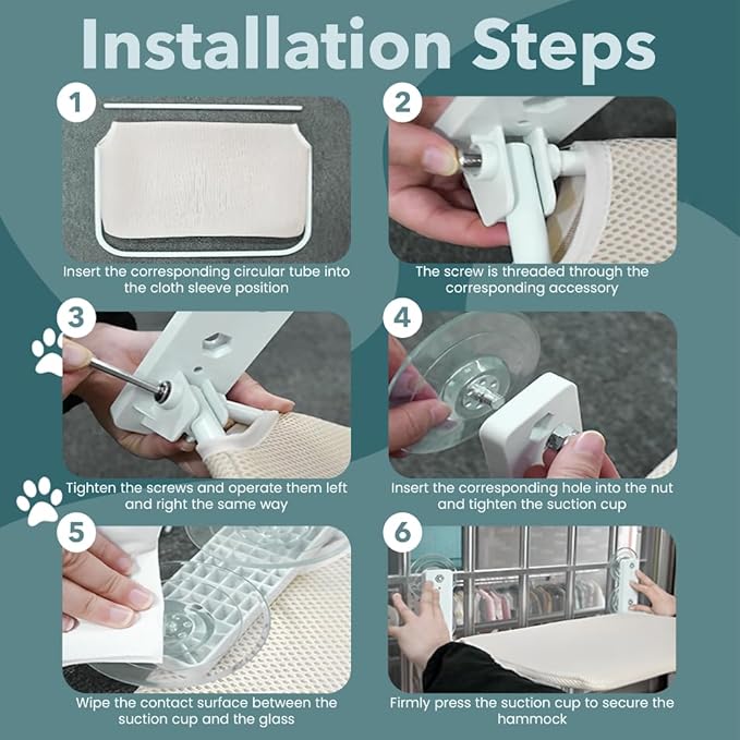 Cat Window Perch | Cat Hammock | Cat Window Bed | Foldable Cordless Design | Space Saving | Stainless Steel Frame | Strong Suction Cups | Zipper Design | 2 in 1 Reversible Cover